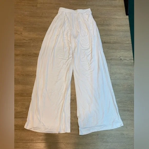 Women’s White Self-Double Layer Wide Leg Pants Small - Picture 3 of 4